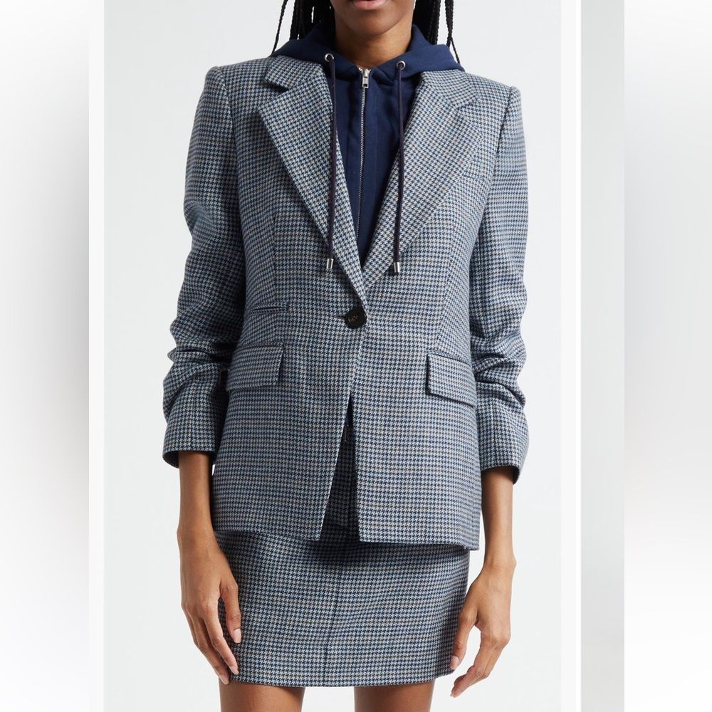 Veronica Beard Battista Houndstooth Check Virgin Wool Jacket Nwt